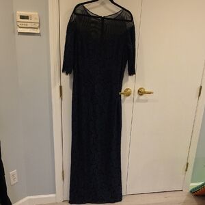 Ricky Freeman For Teri Jon Navy Blue Lace Gown